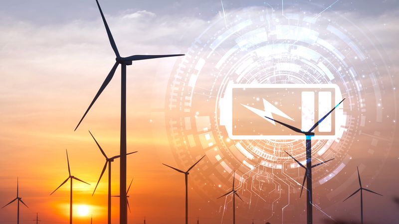 Antora Energy is addressing the intermittent nature of wind and solar with a low-cost, highly efficient thermal battery that stores electricity as heat to allow manufacturers and other energy-hungry businesses to eliminate their use of fossil fuels. Image: MIT News with figures from iStock