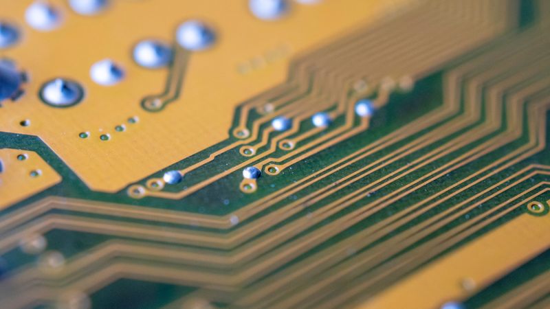 Closeup view of PCB with stripline vs microstrip