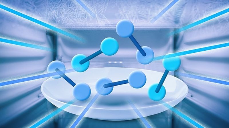  A new “refrigerator” super-cools molecules to nanokelvin temperatures. The technique may enable more complex, molecule-based quantum computing.  Image: José-Luis Olivares, MIT