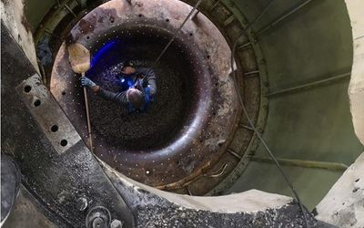 3D scanning of a suction pipe in a hydropower plant