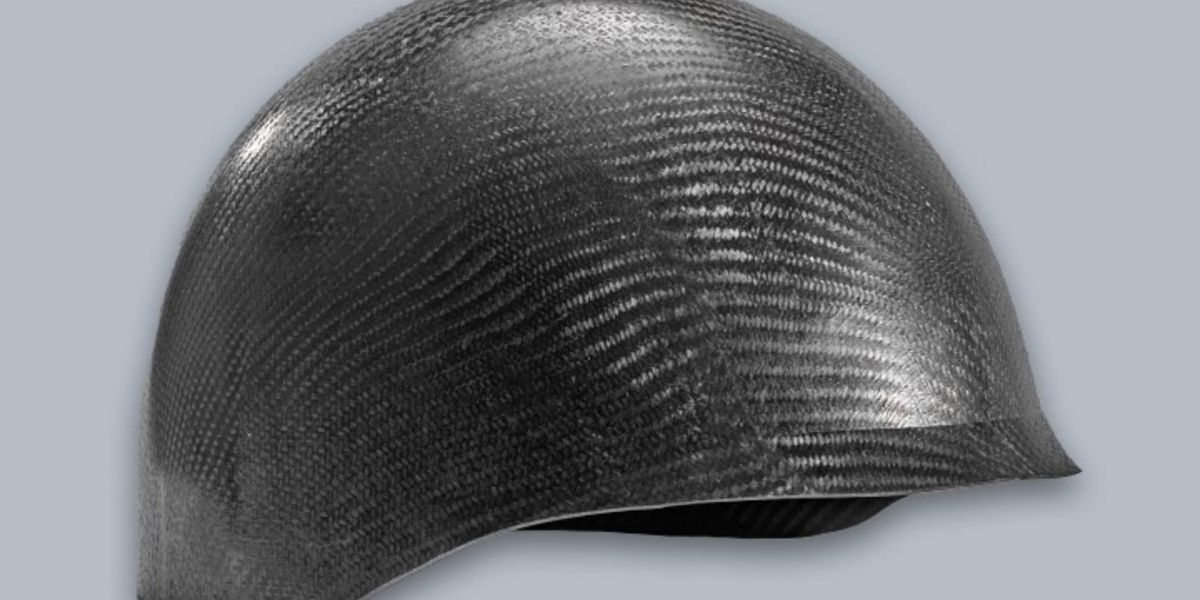 Helmet made with KyronTEX®, a continuous carbon fiber-reinforced thermoplastic composite. Source: Mitsubishi Chemical Group