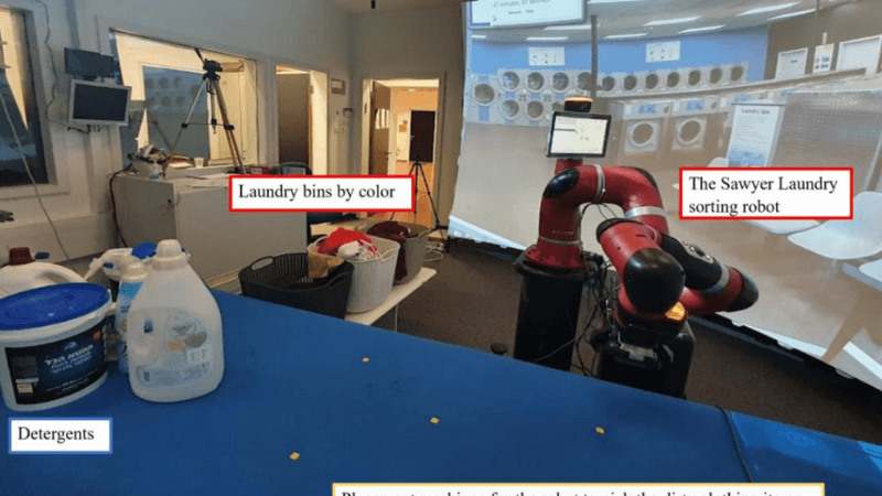 The robotic-human interaction experimentation– Laundry Sorting Workstation [Image Credit: Research Paper]