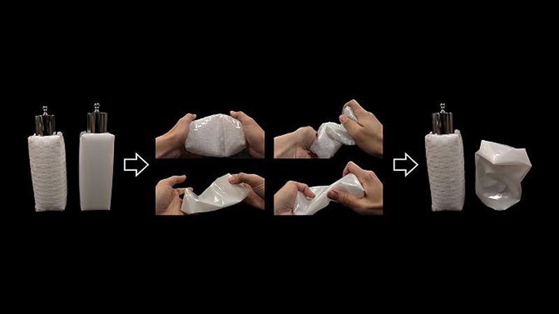 Woven metamaterials inspired by baskets for stiff, resilient robots