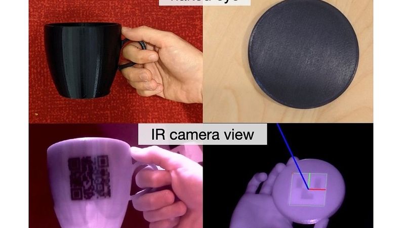 MIT scientists built a user interface that facilitates the integration of common tags (QR codes or ArUco markers used for augmented reality) with the object geometry to make them 3D printable as InfraredTags. Credits: Photos courtesy of MIT CSAIL.