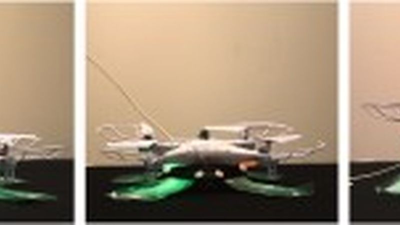 This drone’s landing gear is tuned the stiffness and damping to absorb the impact of landing. (Image courtesy of Yashraj Narang/Harvard SEAS) 