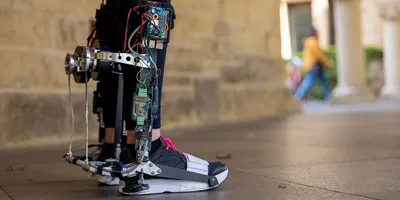A close-up of the untethered exoskeleton, which monitors movement using inexpensive sensors. (Image credit: Kurt Hickman)