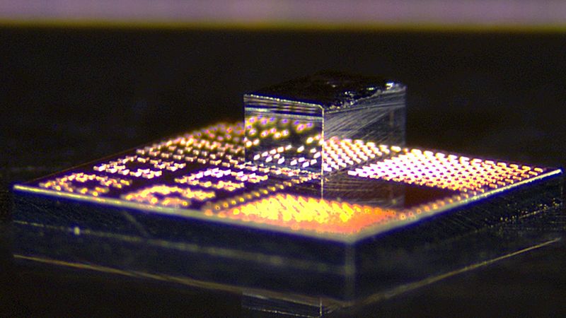 Researchers have developed a new fabrication process that integrates high-performance gallium nitride transistors onto standard silicon CMOS chips in a way that is low-cost and scalable. Image: Courtesy of the researchers