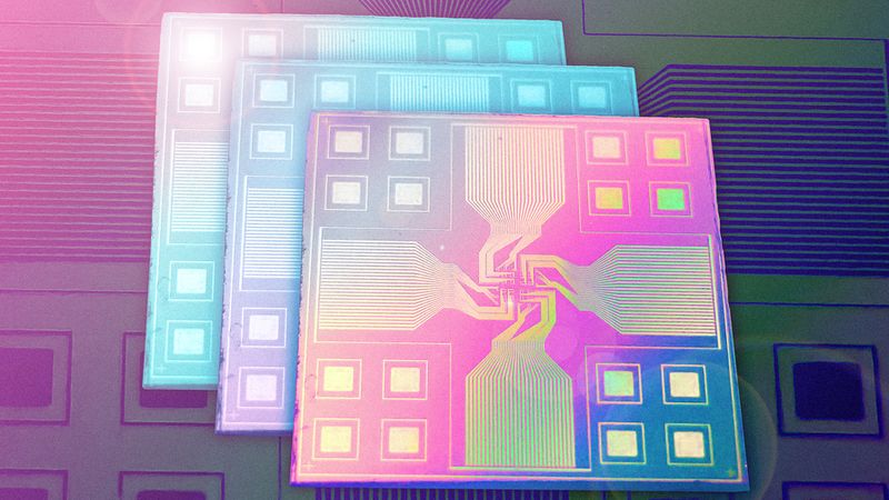 MIT engineers have created a reconfigurable AI chip that comprises alternating layers of sensing and processing elements that can communicate with each other. Credit: Figure courtesy of the researchers and edited by MIT News