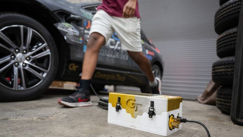 The EV smart charger allows users to customize their charging, with the ability to weight preferences for carbon-free energy, cost, charge speed, and battery health. Credit: Allison Carter