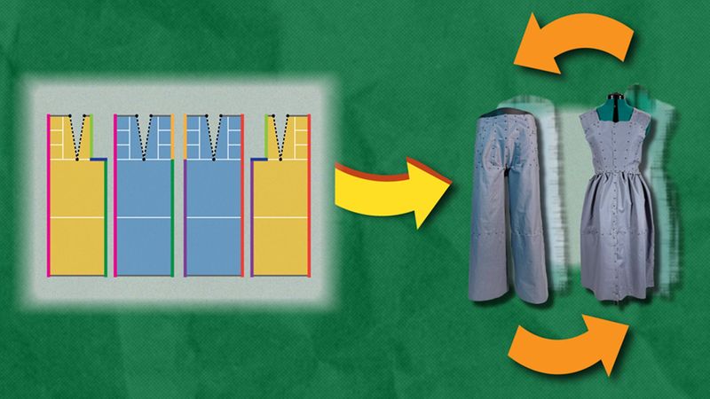 With Refashion, users simply draw shapes and place them together to develop an outline for adaptable fashion pieces. It’s a visual diagram that demonstrates how to cut garments, providing a straightforward way to design things like pants that can be reconfigured into a dress. Image: Alex Shipps/MIT CSAIL and Rebecca Lin