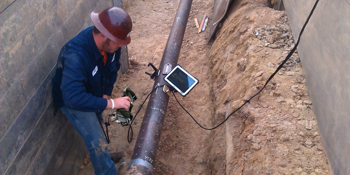 Typical working environment when measuring pipelines