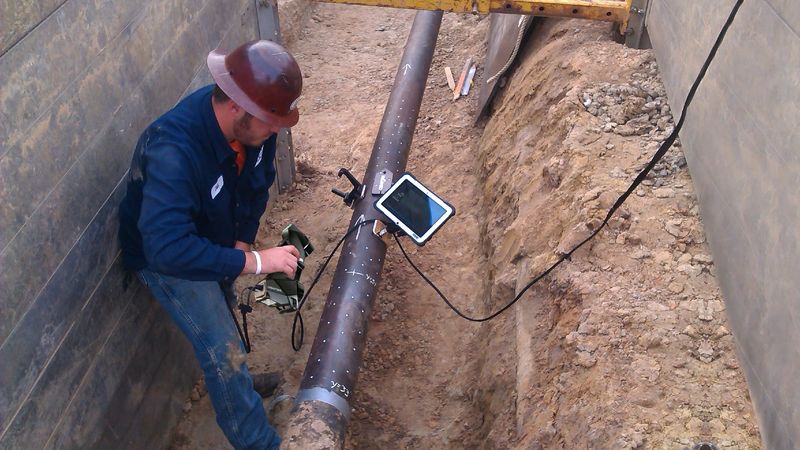 Typical working environment when measuring pipelines