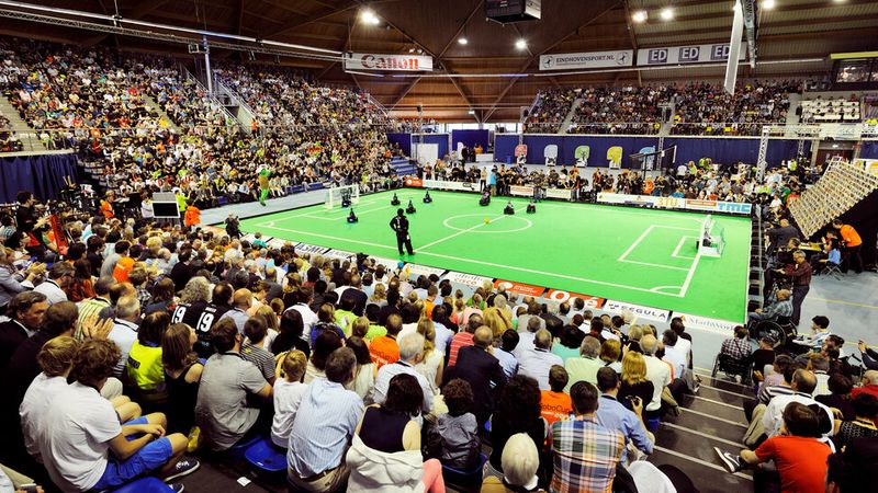 Tech United is the defending champion in the Middle Size League of the RoboCup, the most spectacular robot soccer. They have already been the world champion seven times. Photo: Bart van Overbeeke