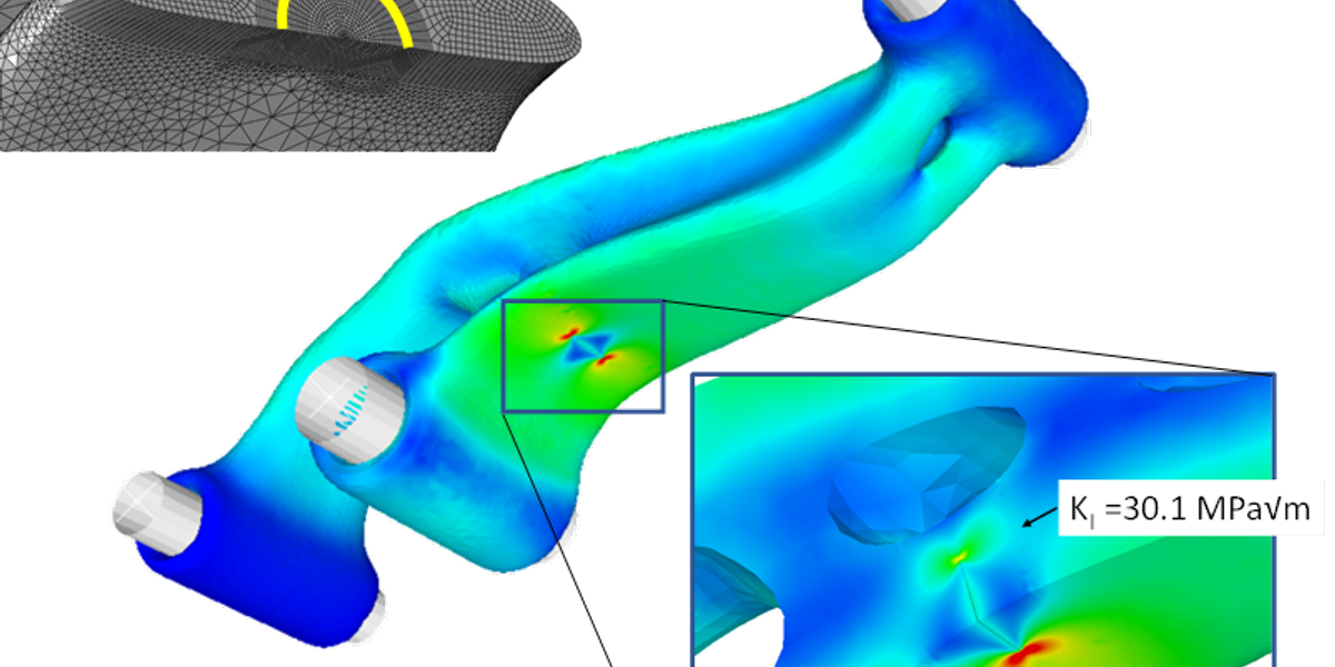 Analysis of a crack in the topology optimized lever.