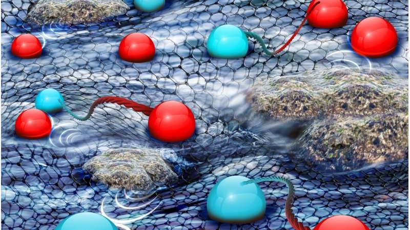 In a novel semiconductor, electrons can flow like water around obstacles. This hydrodynamic behavior could yield more efficient devices. Credit: Rina Goh/National University of Singapore