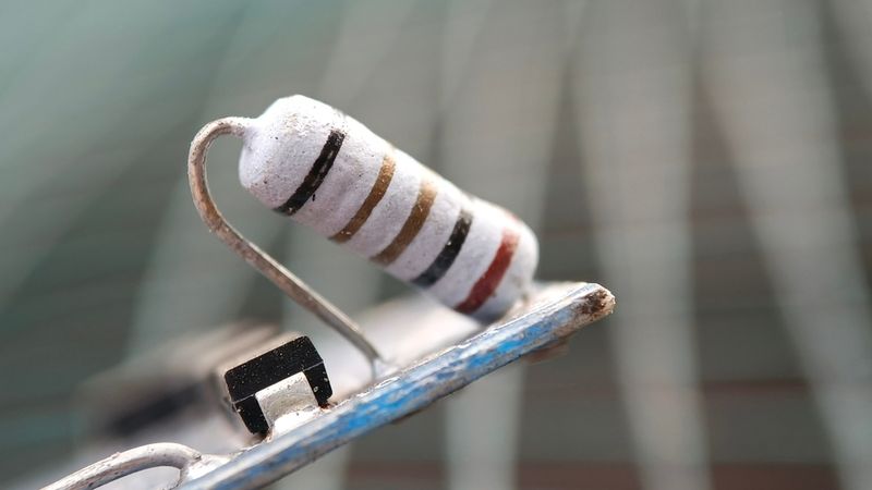 Striped White Resistor to Inhibit or Limit the Flow of Electric Current