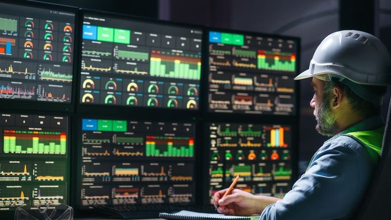 Head Engineer monitoring plant data using SCADA, through HMI