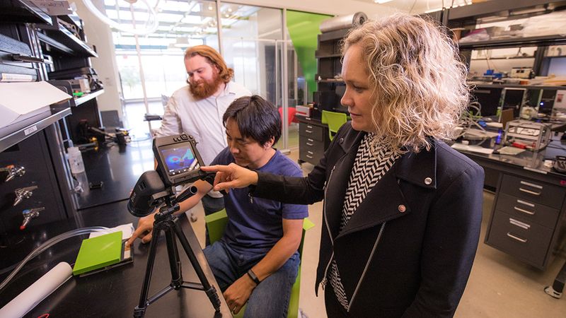 Drs. Cynthia Hipwell and Jonathan Felts are collaborating to better understand how temperature can be used to achieve high-fidelity touch technology. | Image: Texas A&M Engineering