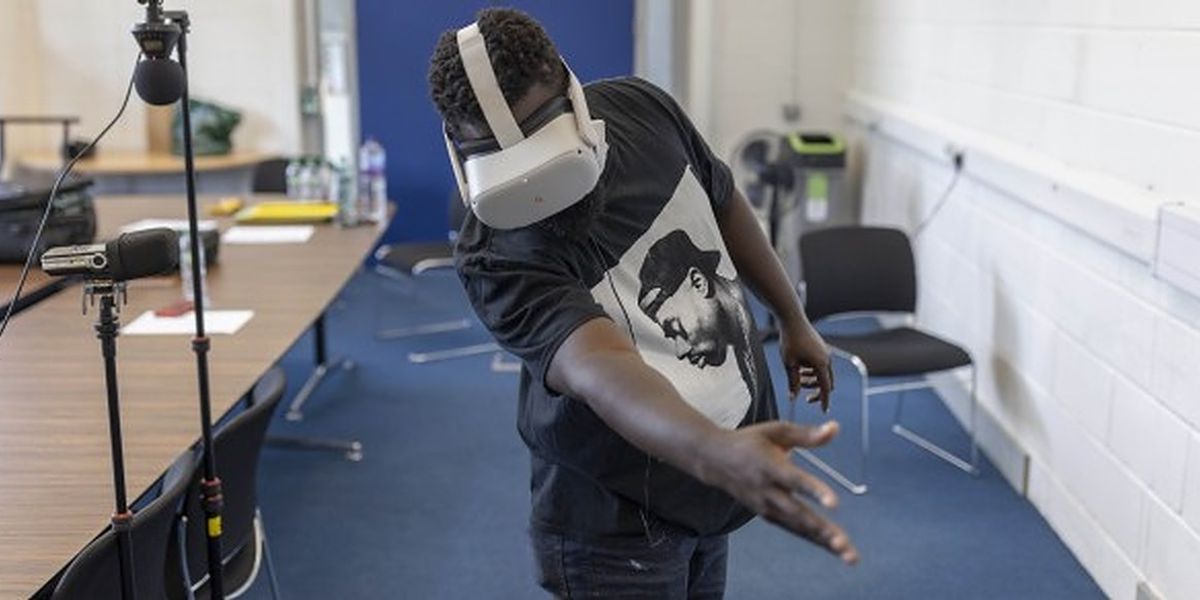 Participant with access needs performs usability testing in Virtual Reality.  Credit: Vanja Garaj, Brunel University London