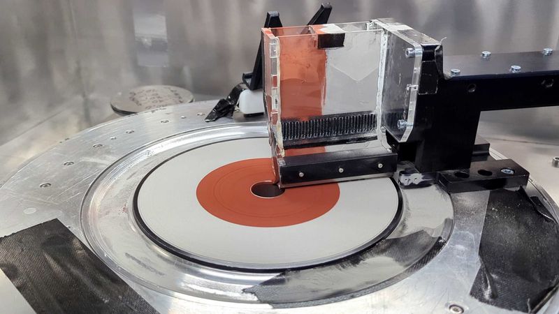 The new 3D printer allows two different materials to be simultaneously fused by a laser on the rotating platform. (Image: Michael Tucker / ETH Zurich)