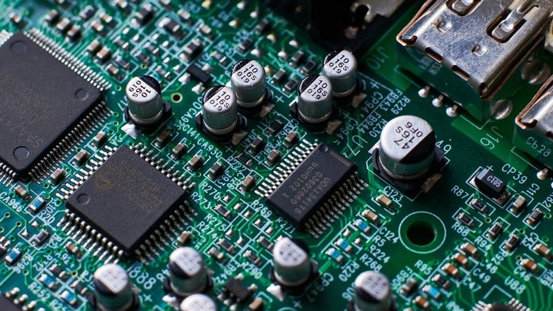 Fig 1 - Printed Circuit Board Chips and Radio Components