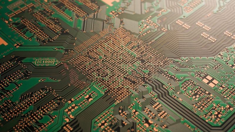 PCB with a green solder mask and high-density interconnects