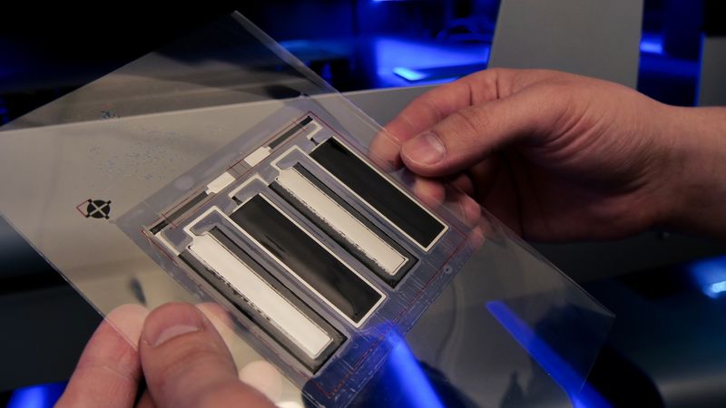 A flexible printed battery developed by Voltera