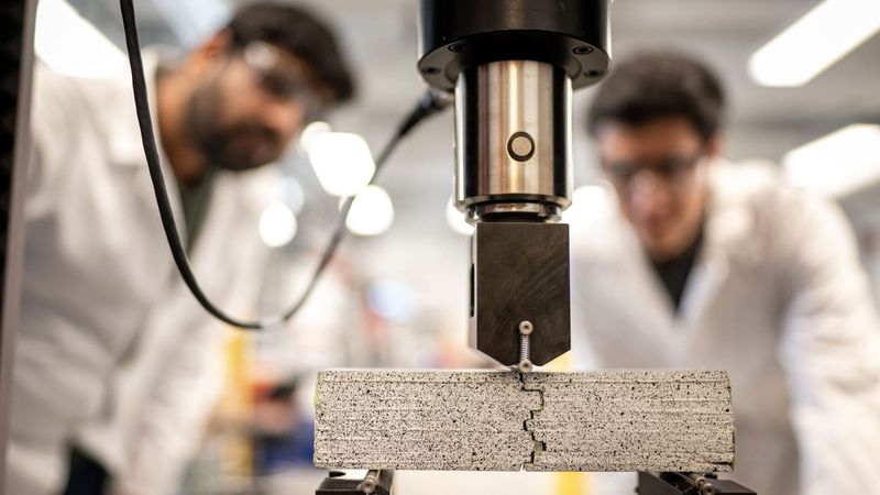 Inspired by nature, researchers at Princeton have created material that surpasses conventional cement paste in crack resistance and ductility. Photos by Sameer A. Khan/Fotobuddy