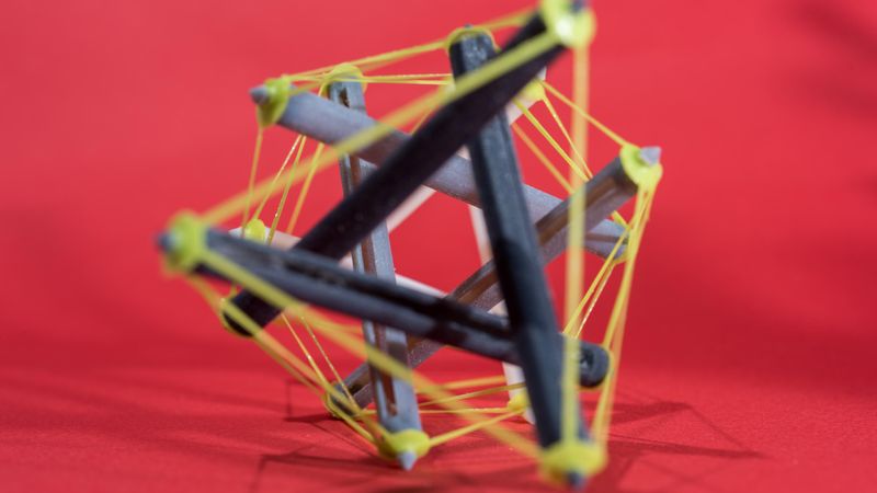 Researchers at Georgia Tech 3-D printed an object made with tensegrity, a structural system of floating rods in compression and cables in continuous tension. (Credit: Rob Felt)