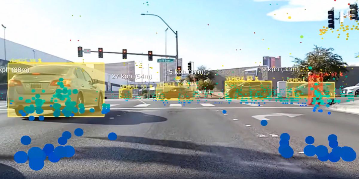Provizio offered demo drives of its technology on the road in Las Vegas during CES in January 2023. These images show some of what the sensors saw during the drive, along with some of Provizio’s identifying data. (Provizio)
