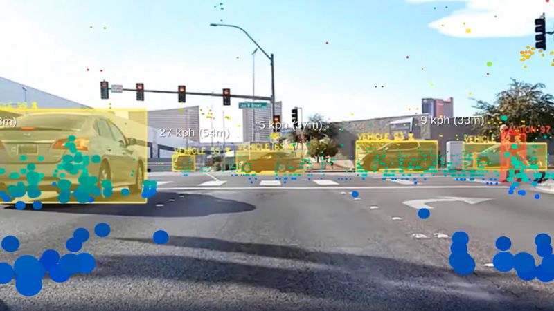 Provizio offered demo drives of its technology on the road in Las Vegas during CES in January 2023. These images show some of what the sensors saw during the drive, along with some of Provizio’s identifying data. (Provizio)