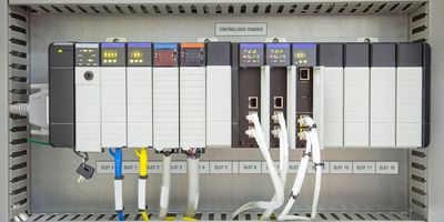 A Programmable Logic Circuit (PLC) with analog digital input and output card, with power supply and processor module