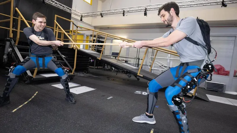 A new exoskeleton controller developed by Georgia Tech engineers works for dozens of dozens of realistic human lower limb movements, including dynamic actions like tug-of-war and jumping, as well as more typical unstructured movements like starting and stopping, twisting, and meandering. Photos & Video: Candler Hobbs