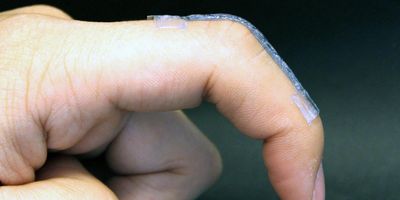 Penn State researchers developed a new soft and stretchable material that can be 3D-printed. The material can be used to fabricate wearable devices, such a sensor that can be worn on a finger, as shown here. Credit: Marzia Momin. All Rights Reserved.