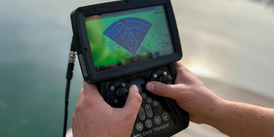 Deep Trekker ROV controller with video feed and sonar overlay.