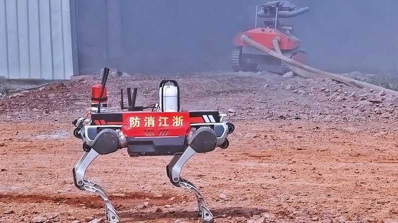 Emergency Mission 2024: DEEP Robotics' Robot Dog Scouts for Fire and Explosion Hazards