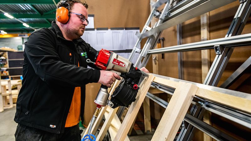 Pallet making machine produces pallets 8 minutes quicker