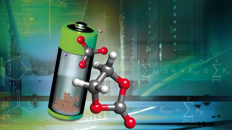 KIT researchers have characterized the formation of the solid-electrolyte interface with the help of simulations. (Collage: Christine Heinrich)