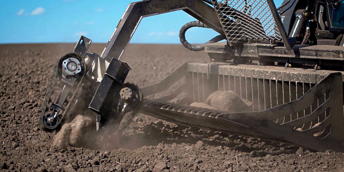 TerraClear's robotic arm attachment for rock picking (image credit: TerraClear)