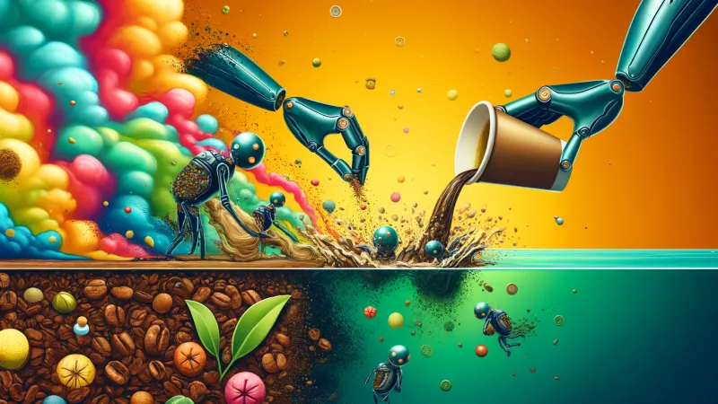 DALL-E / Coffee Grounds Cleaning Water