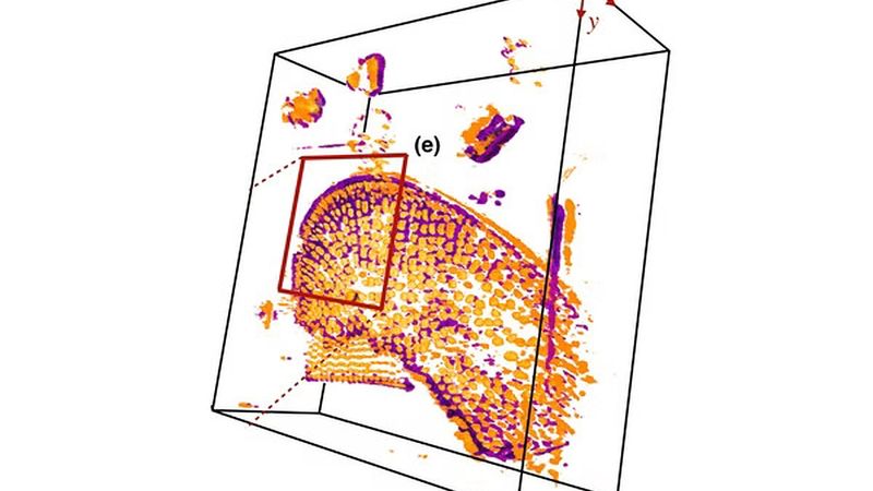 The imaging system can zoom in on a pixelated image and fill in the missing pieces, creating a continuous 3D representation.