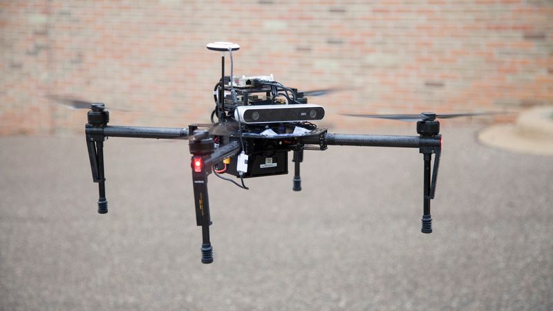 The SLAM system onboard a drone in the atrium of the EECS Building.