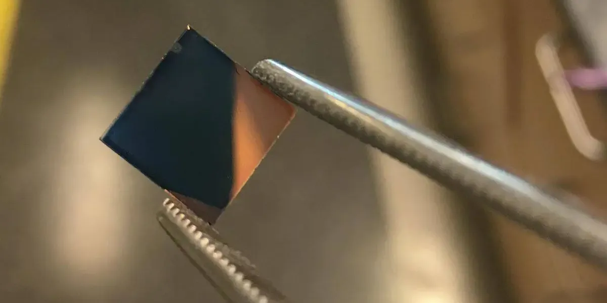 The polymer created by Georgia Tech researchers is initially a bluish tint when it's cast as a film and not transparent. Further processing results in a flexible, highly conductive, transparent plastic. (Photo Courtesy: James Ponder)