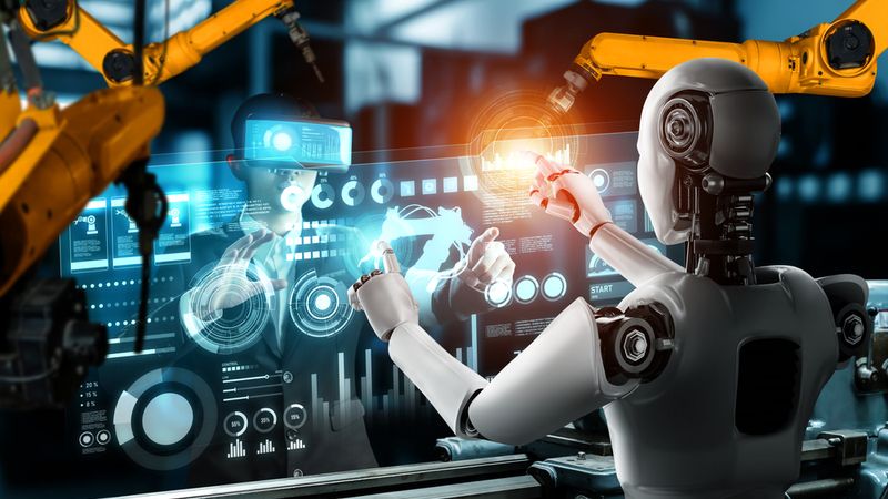 Mechanized Industry Robot Human Worker