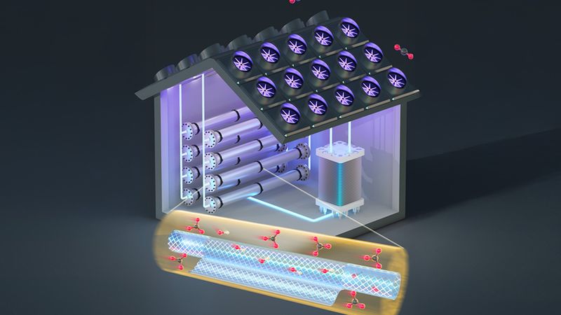 Using nanoscale filtering membranes, researchers at MIT have added a simple intermediate step that makes the process of removing carbon dioxide from the air more efficient. Image: Courtesy of the researchers
