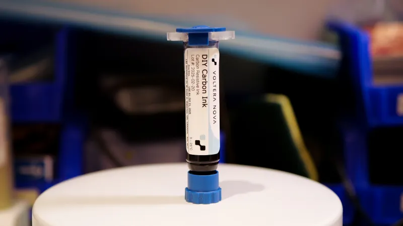 Carbon resistive ink formulated by Voltera’s Applications team
