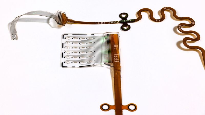 The soft auditory brainstem implant (ABI) developed at EPFL is designed to gently conform to brain tissue, enhancing signal precision and patient comfort. © 2025 EPFL/Alain Herzog - CC-BY-SA 4.0