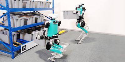 Image: Robots like Agility Robotics’ Digit use multiple types of sensors powered by AI algorithms, including IMUs, as well as LiDAR and cameras to autonomously climb stairs or avoid obstacles. Source: Agility Robotics.