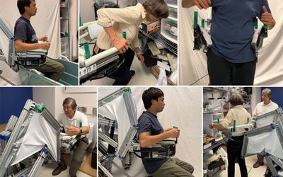 Eldercare robot helps people sit and stand, and catches them if they fall