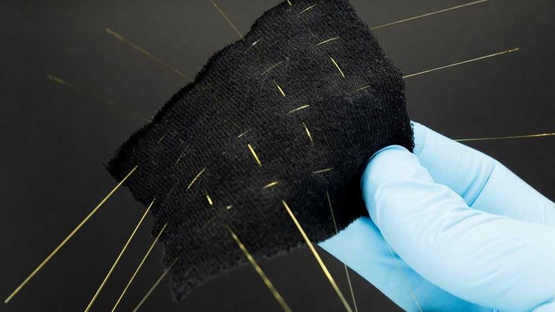 Example of a smart textile woven with glass fibres. (Image: Yingqiang Wang / ETH Zurich)